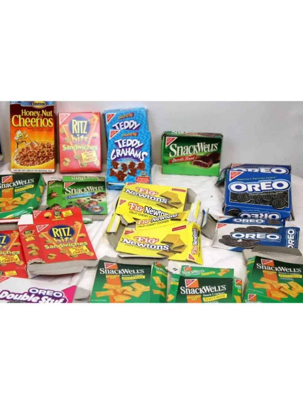 Lg Lot Cardboard Mini Snack Boxes Oreo Snackwells Ritz Vtg Crackers Cereal Play